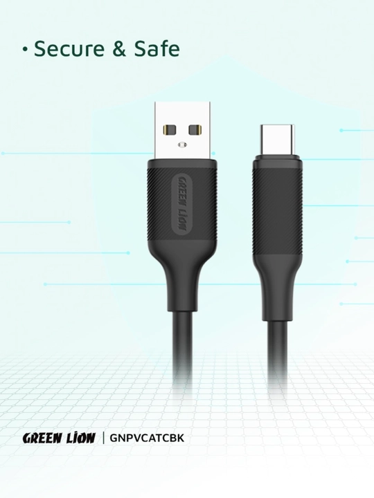 Кабель Green Lion USB-A – USB-C, 1 м, быстрая зарядка, прочный PVC