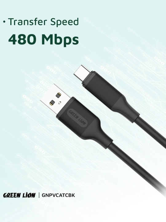 Кабель Green Lion USB-A – USB-C, 1 м, быстрая зарядка, прочный PVC