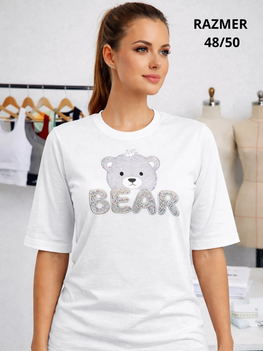 Женские футболки Hermes, MIU, BEAR с блестящим логотипом - 