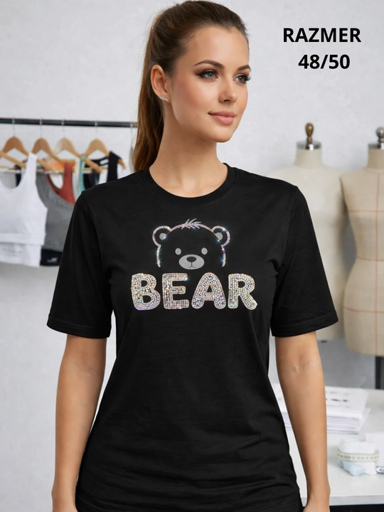 Женские футболки Hermes, MIU, BEAR с блестящим логотипом - 