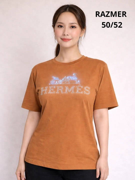 Женские футболки Hermes, MIU, BEAR с блестящим логотипом - 