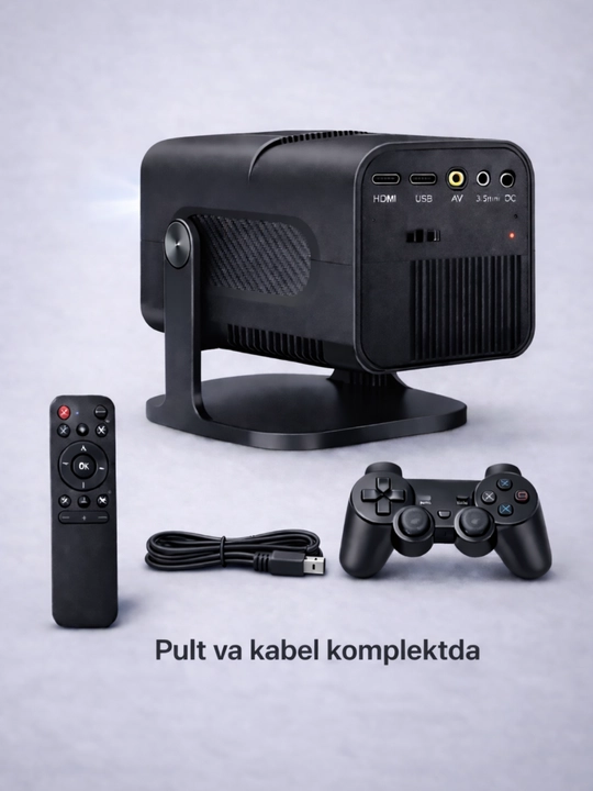 Mini Proyektor WiFi 6 + O‘yin pristavkasi, Full HD, Telefon bilan ulanish, Uy kinoteatri