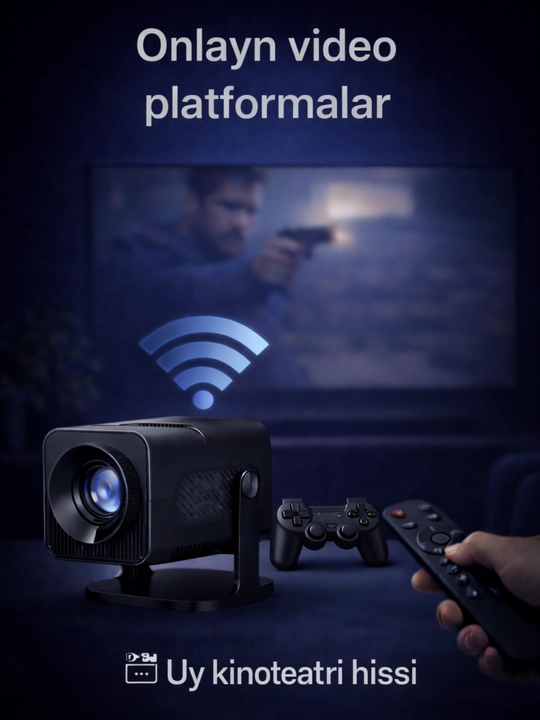 Mini Proyektor WiFi 6 + O‘yin pristavkasi, Full HD, Telefon bilan ulanish, Uy kinoteatri