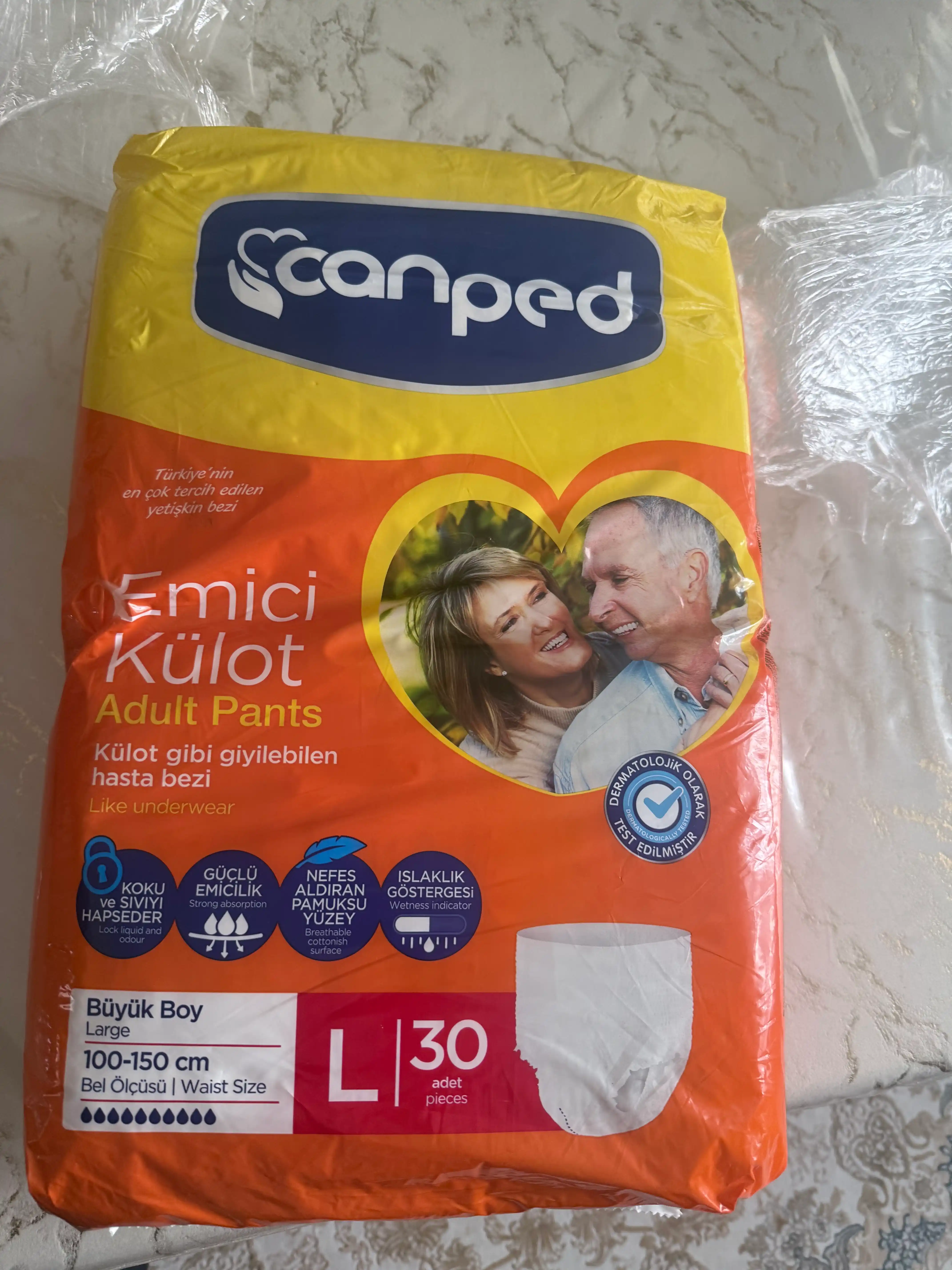 Kattalar uchun taglik shimlari, Canped Adult, L o'lchami, 30 dona