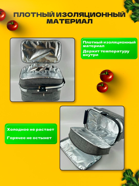Термосумка складная, сумка холодильник для еды и напитков. Хладогент в подарок