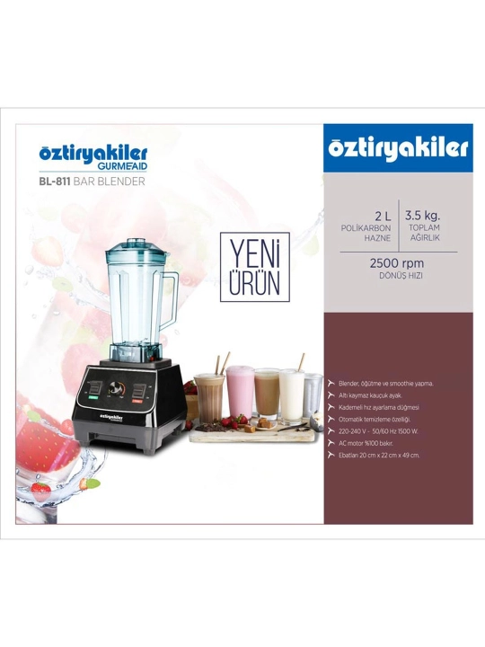 Барный блендер Öztiryakiler Gurmeaid BL-811, 2 л, 1500 Вт, чёрный