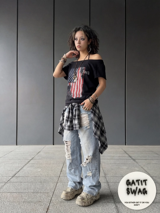 Jinsi baggy oversize Y2K
