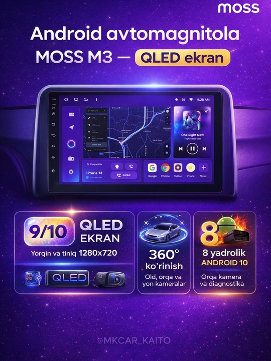 Avtomobil monitor,  android avtomonitor moss M3, monitor avto, avto monitor, авто монитор
