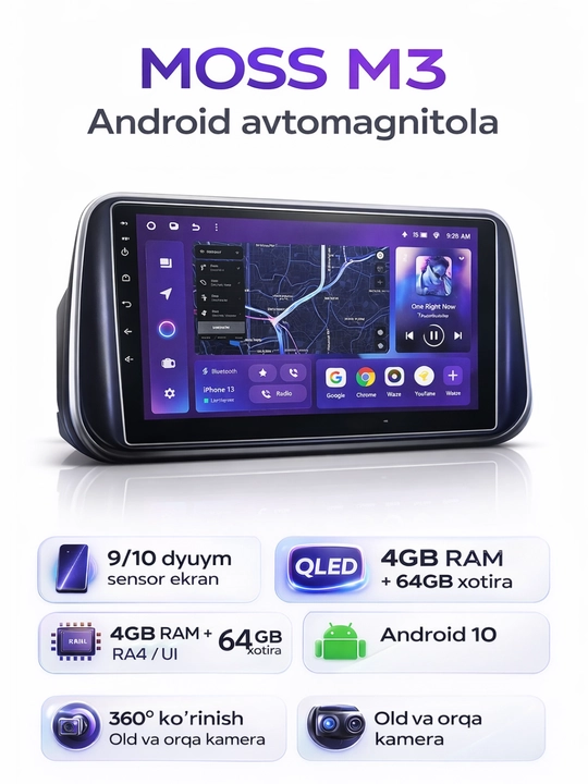 Автомагнитола Android moss M3, авто монитор, gentra, lacetti, cobalt, spark, damas, nexia - 
