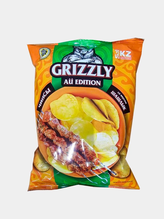 Чипсы натуральные картофельные Grizzly со вкусом шашлыка 100 г - 