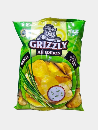 Чипсы натуральные картофельные Grizzly со вкусом сметаны и лука 100 г — SNACKS1-GRIZZLY4