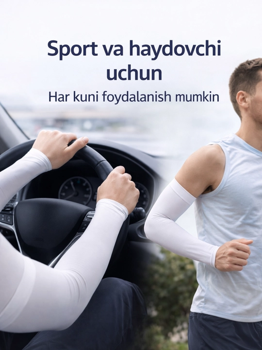 Qo‘l uchun yeng (arm sleeve) UV himoya, sport uchun elastik qo‘l yengi