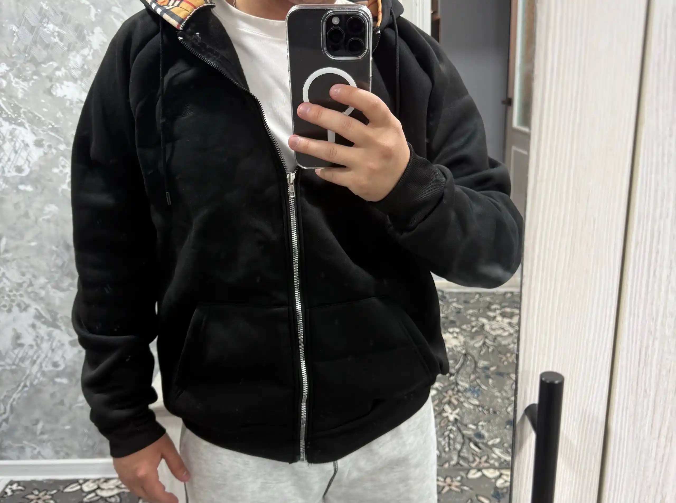 Erkaklar va ayollar uchun Burberry, kapyushonli va molniyali xudi, zip, kurtka, S–2XL
