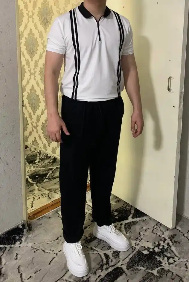 Ikki qismli erkaklar to'plami, polo ko'ylak va shimlar, kundalik, Nasem