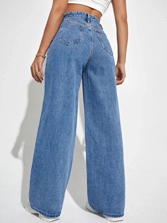 Ayollar uchun zamonaviy keng fasonli jinsi  yuqori bel  qulay va trend wide leg jinsilar