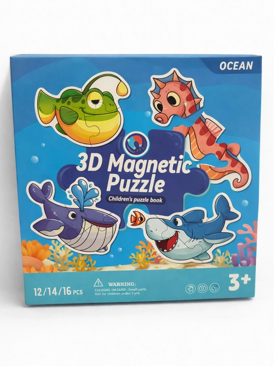 Развивающий детский 3D магнитный пазл в виде книги, 12–16 элементов