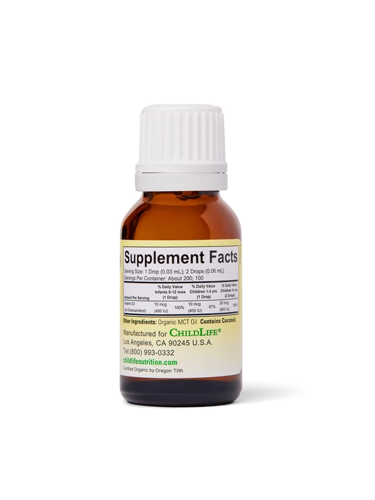 ChildLife Essentials,bolalar va chaqaloqlar uchun organik Vitamin D3, tomchilarda, 6,25 ml