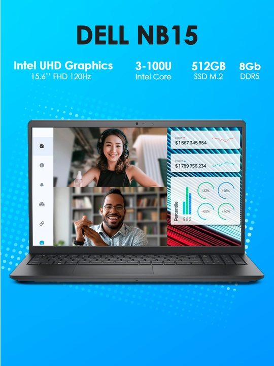 Noutbuk Dell NB15-E001-BLK Core 3-100U 8GB 512GB 15.6 FHD 120Hz Black - 
