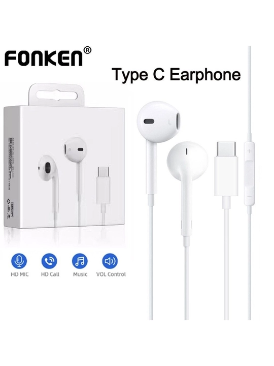Проводные наушники для iPhone с микрофоном (Pop-UP), кабель Type-C - 