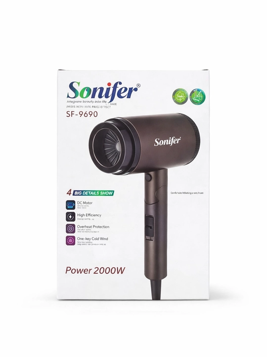 Фен для волос Sonifer SF-9690, 2000W, с насадкой, профессиональный фен