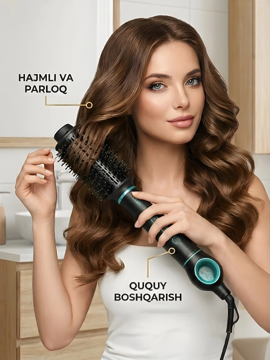 Styler VGR V-486, ko'p funksiyali, soch tarash uchun, qora, 8 ta moslama bilan