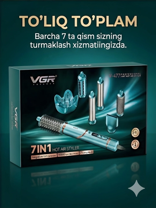 Профессиональный мультистайлер VGR V-477, 7 в 1, фен щётка, стайлер для волос