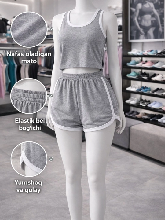 Ayollar pijamalari, 2x1, tungi pijama, uy kiyimi, 2 qismli - 