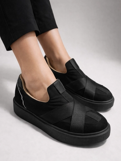 Женские черные слипоны, удобные повседневные кроссовки — GSHOESS-QORAUSTIIKSLENTASLIPONKRASOFKA1-ЧЕРН-36
