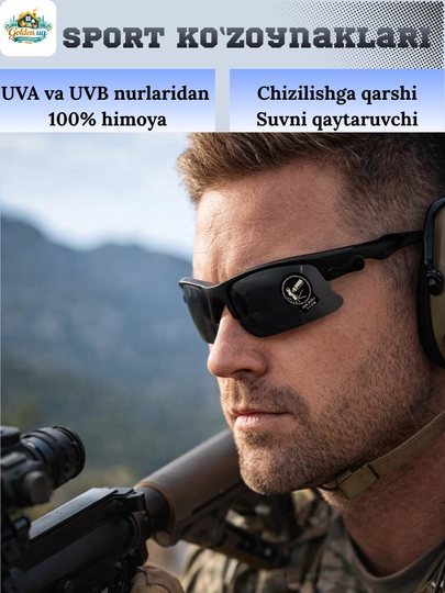 Спортивные поляризованные очки UV400, для бега, велосипеда, вождения, мужские, женские — GOLDENU-2052939-ЧЕРНСТЕ