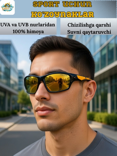 Спортивные поляризованные очки UV400, для бега, велосипеда, вождения, мужские, женские — GOLDENU-2052939-ГОРЧИЧ