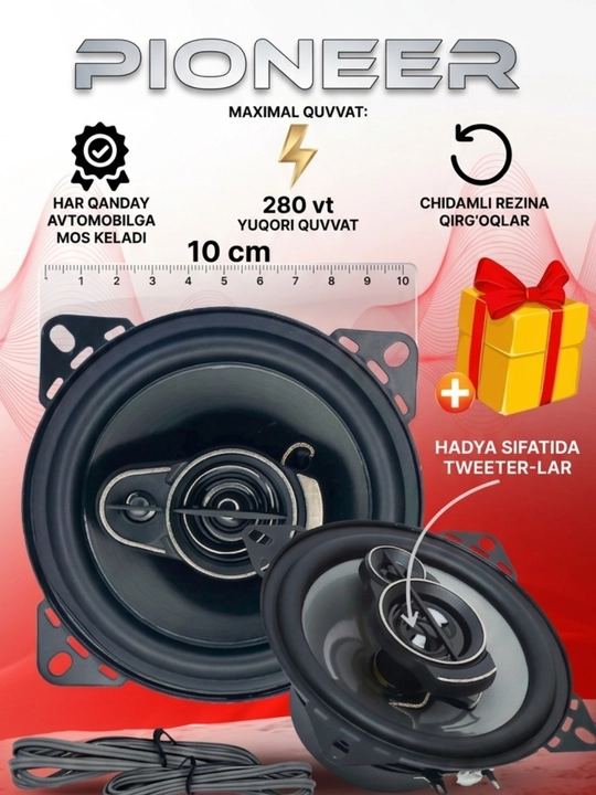 Kolonka Pioneer, kauchuk qirralar bilan Matiz, Spark, Nexia 1- 2, Damas, 2 * 10 sm o'lcham - 