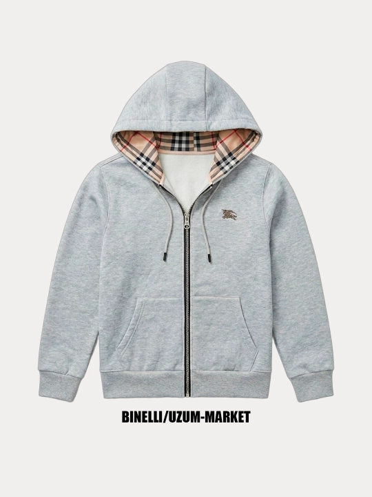 Erkaklar va ayollar uchun Burberry, kapyushonli va molniyali xudi, zip, kurtka, S–2XL
