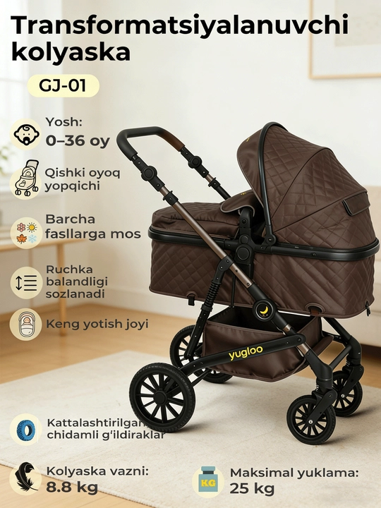 2 tasi 1 da bolalar aravachasi, ikki tomonga yuradi, qishki yopqich, sozlanadi - 