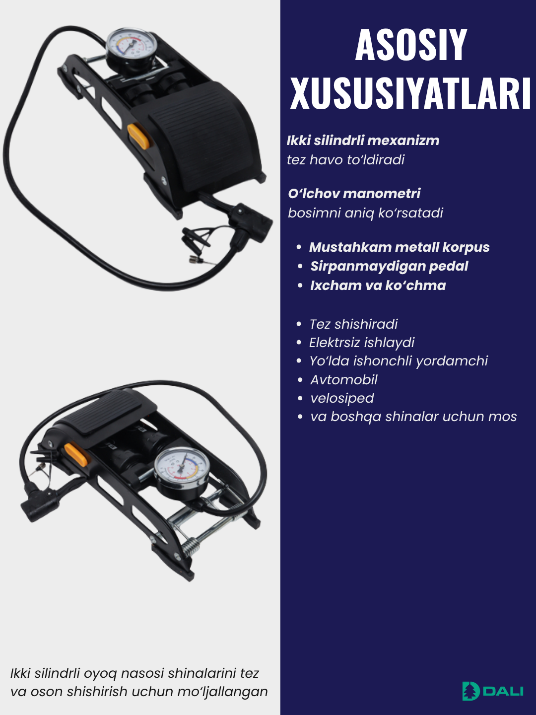 Mexanik nasos Baimei BM-4512, ikki silindrli