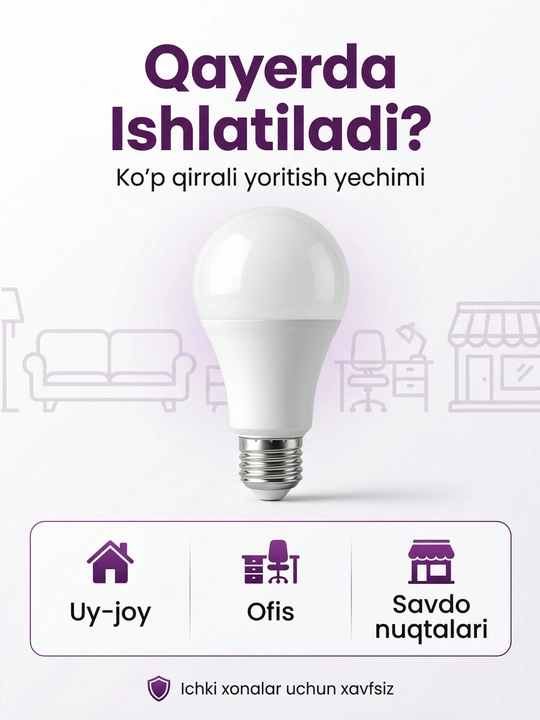 LED Lampochka E27 Energiya Tejamkor LED Lampa Uy va Ofis Uchun