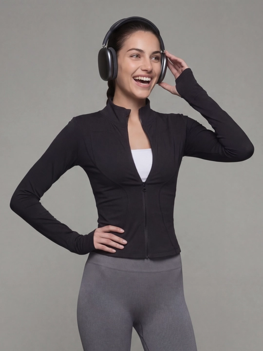 Ayollar uchun rashgard zipli fitness va sport uchun uzun yengli