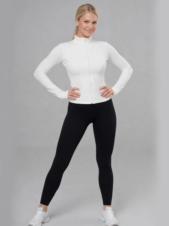 Ayollar uchun rashgard zipli fitness va sport uchun uzun yengli