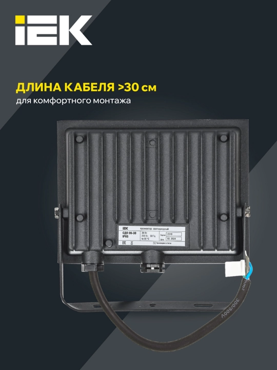 Projektor SDO 06-30 svetodiodli, qora, IP65 6500 K IEK