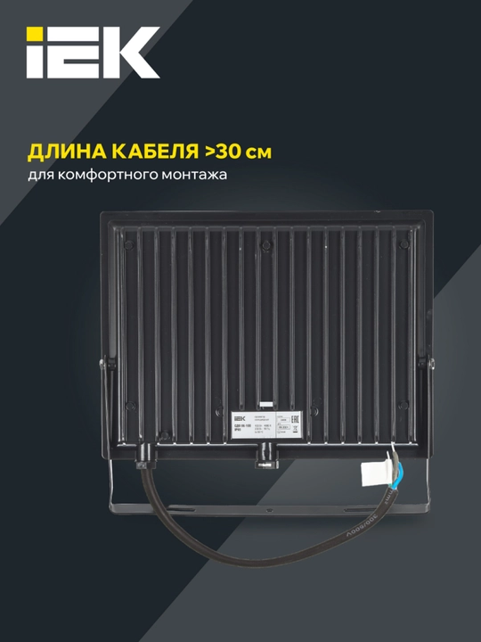 Прожектор СДО 06-100 светодиодный черный IP65 6500 K IEK