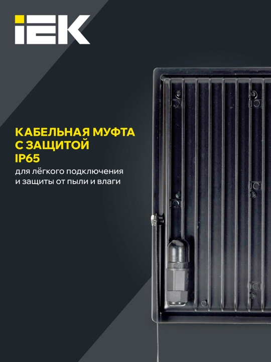 Прожектор СДО 06-200, IP65 6500 K IEK, светодиодный, черный