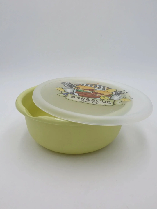 Миска с крышкой и декором (салатовый), IDILAND, 221135320/04, 3,2 л, 1 шт, 24х1