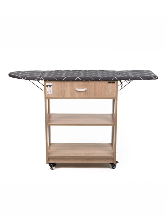 AIKO Quick dazmol taxtasi, komodli, buklanadigan, tortmali, g‘ildirakli dazmol stoli