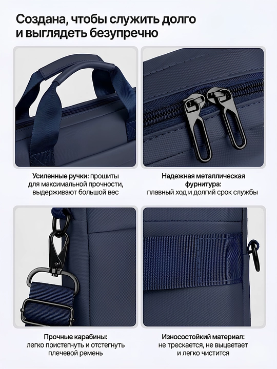 Сумка для ноутбука 15.6", портфель из экокожи, влагостойкая