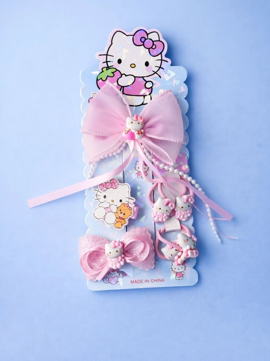 Hello Kitty bolalar uchun soch aksessuarlari to‘plami bantik va rezinkalar