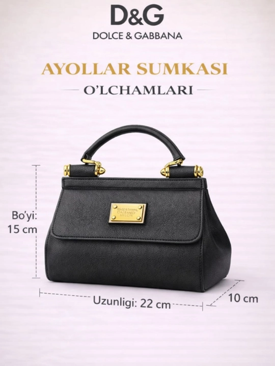 Ayollar uchun sumka DOLCE & GABBANA uslubida, har kunlik foydalanish uchun mos