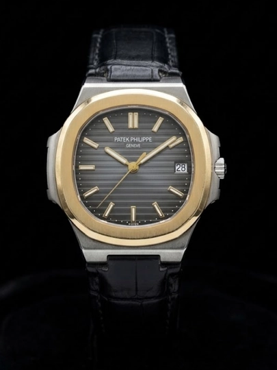 Мужские наручные часы Patek с кожаным ремешком, с датой, кварцевый механизм, класический стил — CLEANNE-AXAPATEK6-ЖЕЛТ