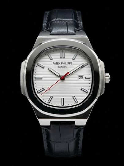 Мужские наручные часы Patek с кожаным ремешком, с датой, кварцевый механизм, класический стил