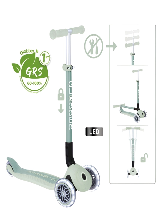 Uch g'ildirakli samokat Globber Primo Foldable Plus Lights