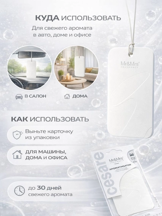 MR & MRS FRAGRANCE CESARE CARD avtomobili uchun aromatik kartochka