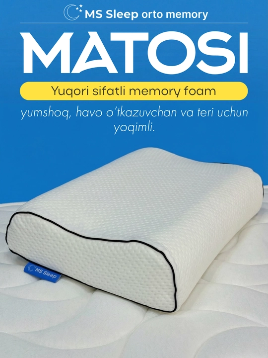 Uyqu uchun ortopedik yostiq, anatomik, memory foam, gel, xotira effekti, umurtqa